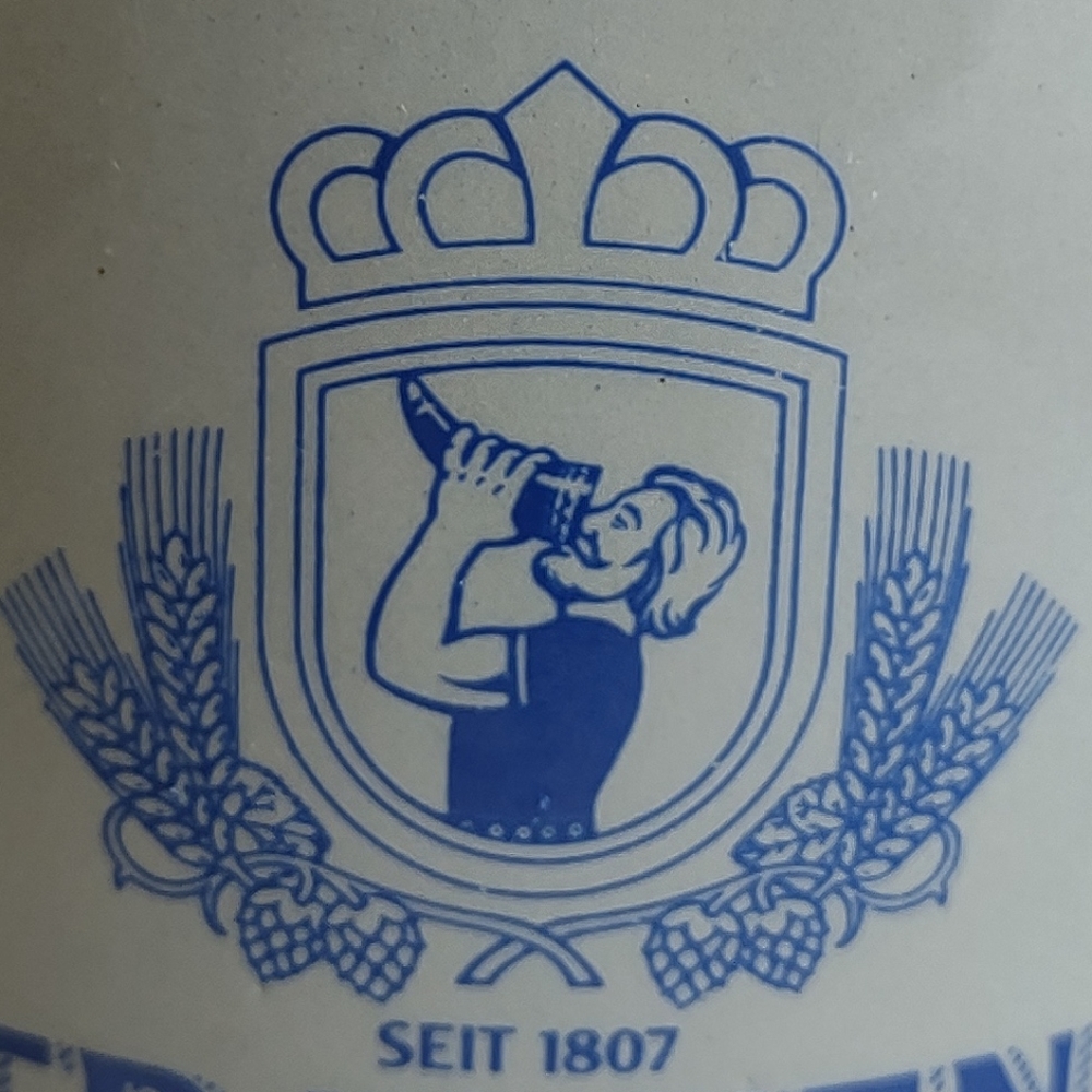 Beer Stein Salt-glazed Stoneware Mug German FRANKEN BRAU Brewery